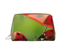 Funny Ladybug Printed Small Makeup Bag Portable Leather Make up Bag Travel Zipper Cosmetic Bags Organizer for Women