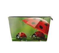 Funny Ladybug Printed Travel Cosmetic Bags with Gold Zipper Makeup Organizer Cosmetic Case Toiletry Bag for Women Mom Girls