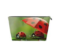 Funny Ladybug Printed Travel Cosmetic Bags with Silver Zipper Makeup Organizer Cosmetic Case Toiletry Bag for Women Mom Girls