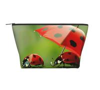 Funny Ladybug Printed Travel Makeup Bag Trapeze Cosmetic Bag Makeup Case Toiletry Bag Organiser for Women