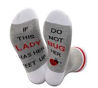 Funny Ladybug Socks - If This Lady Has Her Feet Up Do Not Bug Her - Ladybug Lover Gift for Women, L