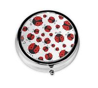 Funny Ladybug This Small, Printed, Round Pill Box is a Portable Pill and Vitamin Organizer Perfect for Pockets, Purses, and Travel.