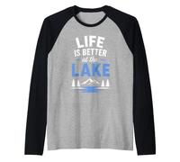 Funny Lake Lover Summer Vacation Life is Better At The Lake Raglan Baseball Tee