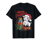 Funny Lamb Santa Hat Animals Lovers Ugly Christmas Pajamas T-Shirt