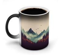 Funny Landscape Mountain Color Changing Mug 11 Oz Heat Sensitive Ceramic Coffee Mugs with Hidden Design Temperature Changing Mug, Novelty Magic Cup Gift for Coffee Lover