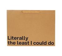 Funny Large Gift Bag - 16 x 6 x 12 inch Kraft Gift Bags with Snarky Sayings “Literally the Least I Could Do” - Reusable, Eco-Friendly Gag Gift Wrapping for Birthdays, Father's Day - 1 Piece