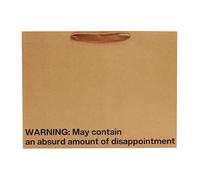 Funny Large Gift Bag - 16 x 6 x 12 inch Kraft Gift Bags with Snarky Sayings “Warning: May contain an absurd amount of disappointment” - Reusable, Eco-Friendly Gag Gift Wrapping for Birthdays - 1 Piece