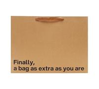 Funny Large Gift Bag - 16x6x12 inch Kraft Gift Bags with Snarky Sayings “Finally a bag as extra as you are” - Reusable, Eco-Friendly Gag Gift Wrapping for Birthdays, Holidays, Mother's Day - 1 Piece
