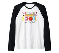 Funny Last Day Of School Sign My Shirt Autograph Kids Boys Raglan Baseball Tee