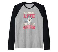 Funny Late Anti Fitness Cardio Humor Procrastination Joke Raglan Baseball Tee
