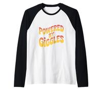 Funny Laughs Text Funny for People Funny Powered by Giggles Raglan Baseball Tee
