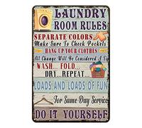 Funny Laundry Room Rules Metal Tin Sign Vintage Wall Art Decor for Bathroom Home Washroom 12x17 Inches