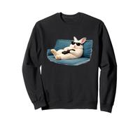 Funny Lazy Bunny Watching TV Rabbit with Sunglasses Graphic Sweatshirt