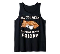 Funny Lazy Cat Coffee Work Humor Hang On Till Friday Tank Top