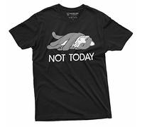 Funny Lazy Cat Not Today T-Shirt do it Later Tee Shirt Cat Lover Pet Tee Shirt, Black, Large