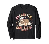 Funny Lazy Girl Graduation Sloth Coquette Bow High School Long Sleeve T-Shirt