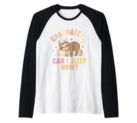 Funny Lazy Girl Graduation Sloth Coquette Bow High School Raglan Baseball Tee