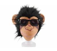 Funny Lazy Monkey Mask and Black Lens Sunglasses Costume Set - Cheeky Chimp Character Face Mask - Adult Unisex Fancy Dress Karaoke Halloween Stag Hen Music Video Party Kit
