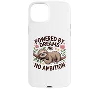 Funny Lazy Sloth Powered by Dreams No Ambition Case for iPhone 15 Plus