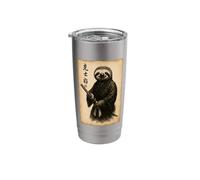 Funny Lazy Slow Japanese Samurai Warrior Three Toed Sloth Stainless Steel Insulated Tumbler
