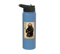 Funny Lazy Slow Japanese Samurai Warrior Three Toed Sloth Stainless Steel Insulated Water Bottle