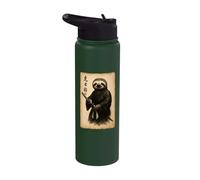 Funny Lazy Slow Japanese Samurai Warrior Three Toed Sloth Stainless Steel Insulated Water Bottle