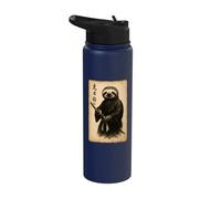 Funny Lazy Slow Japanese Samurai Warrior Three Toed Sloth Stainless Steel Insulated Water Bottle