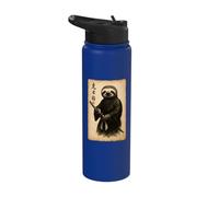 Funny Lazy Slow Japanese Samurai Warrior Three Toed Sloth Stainless Steel Insulated Water Bottle