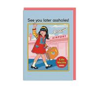 Funny Leaving Card Airport - Comic Style Satirical Retro Art Greeting Card