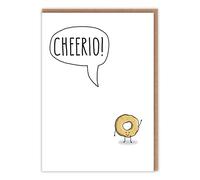 Funny Leaving Card - 'Cheerio' - Goodbye - Good Luck - We'll Miss You, New Job - Farewell - Bon Voyage - Maternity - Retirement - Moving - For Him Her Colleague
