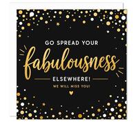Funny Leaving Card for Colleague - Cheeky Sarcastic Goodbye Card, “Spread Your Fabulousness Elsewhere” - Humorous Work Farewell Card for Him or Her - Blank Inside - UK Made (Black Gold Sparkle)
