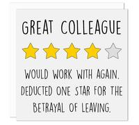 Funny Leaving Card for Colleague - Great Coworker Goodbye Greeting - Blank Inside Humorous Office Farewell - 150mm Square - Made in Britain - Includes Envelope - Work Leaving Cards for Men & Women