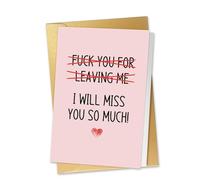 Funny Leaving Card For Colleagues, Good Luck in Your New Job Card Going Away Goodbye Gift I Will Miss You So Much, Best Friends Farewell Cards With Golden Envelope For Women Men