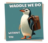 Funny Leaving Card in Penguin Design for Colleague - Waddle We Do Without You - Cute Pun Goodbye Card for Co-Worker