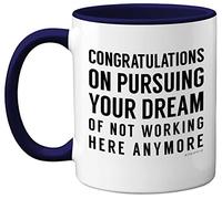 Funny Leaving Gifts Mug for Colleagues Women Friends Boss - Congratulations on Pursuing Your Dream - New Job Gifts for Men, Co Worker Leaving Gift, 11oz Navy Blue Ceramic Mugs Dishwasher Safe