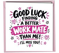 Funny Leaving Work Card for Workmate New Job Good Luck Colleague Farewell Coworker Goodbye Office Friend 150mm Square Matching pink Envelope #2086