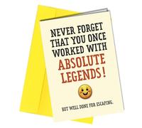 Funny Leaving work Card, Greeting Card with Yellow Envelope, Farewell Card for Colleagues 'you once worked with Absolute Legends #1812