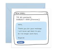 Funny Leaving Work Card - Out Of Office Forever Message - Ideal For Colleague Friend Boss Coworker Team Mate Him Her Women Men - Workplace Goodbye Banter -Comes with Stickers