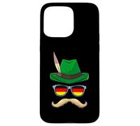 Funny Lederhosen Oktoberfest German Face Glasses Halloween Case for iPhone 15 Pro Max