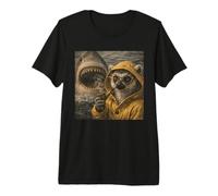Funny Lemur Smoking Pipe Shark Attack Meme Vintage Premium T-Shirt