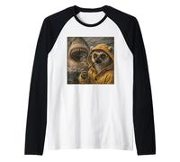 Funny Lemur Smoking Pipe Shark Attack Meme Vintage Raglan Baseball Tee