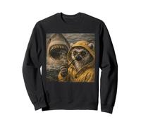Funny Lemur Smoking Pipe Shark Attack Meme Vintage Sweatshirt