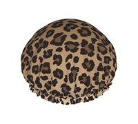 Funny Leopard Animal Print Shower Caps Bath Cap For Women Adjustable Double Layer Hair Protection Spa Salon Shower Hat