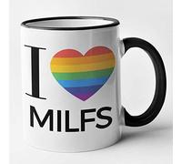 Funny Lesbian I Love Mug - I Love Milfs (Black)