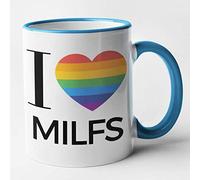 Funny Lesbian I Love Mug - I Love Milfs (Blue)