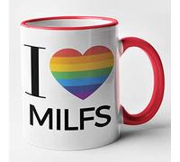 Funny Lesbian I Love Mug - I Love Milfs (Red)