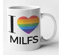 Funny Lesbian I Love Mug - I Love Milfs (White)