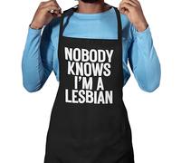 Funny Lesbian Kitchen BBQ Apron - Nobody Know's I'm A Lesbian (Black)