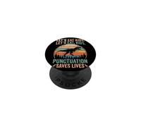 Funny Let's Eat Kids Punctuation Saves Lives Grammar PopSockets Adhesive PopGrip