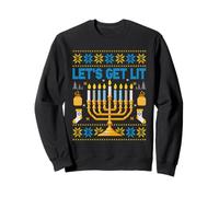 Funny Let's Get Lit Jewish Hanukkah Jewish Chanukah Menorah Sweatshirt